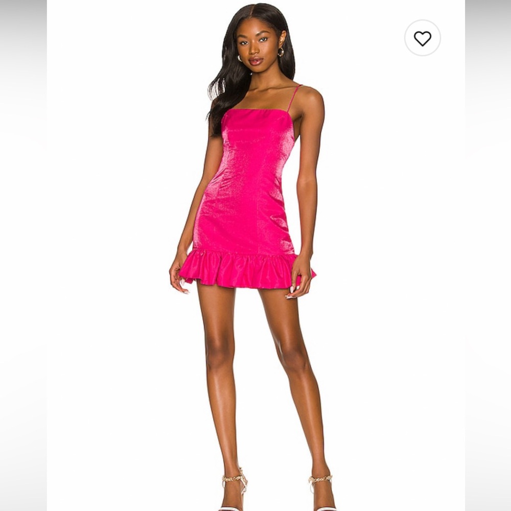 Superdown Pink Ruched Ruffled Mini Dress